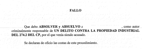 sentencia favorable para un cliente tras una denuncia de las marcas Nike y Converse por un presunto delito contra la propiedad industrial