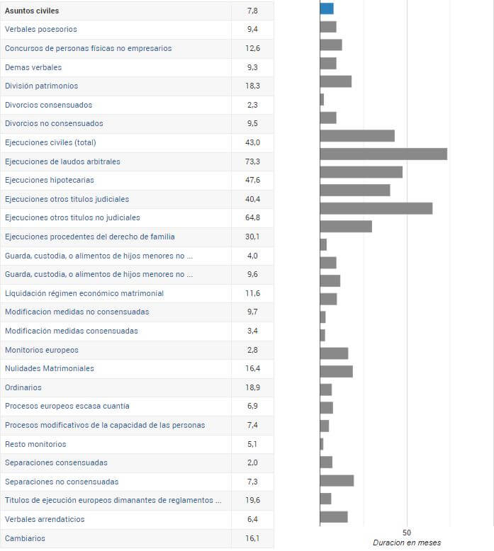 duracion procedimientos judiciales madrid