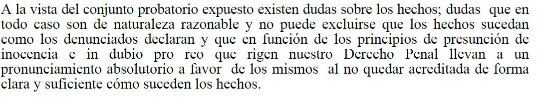 sentencia presunción de inocencia a cliente de garón abogados