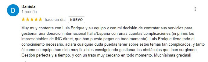 reseña google my business para garon abogados en donaciones internacionales de dinero de padres a hijos