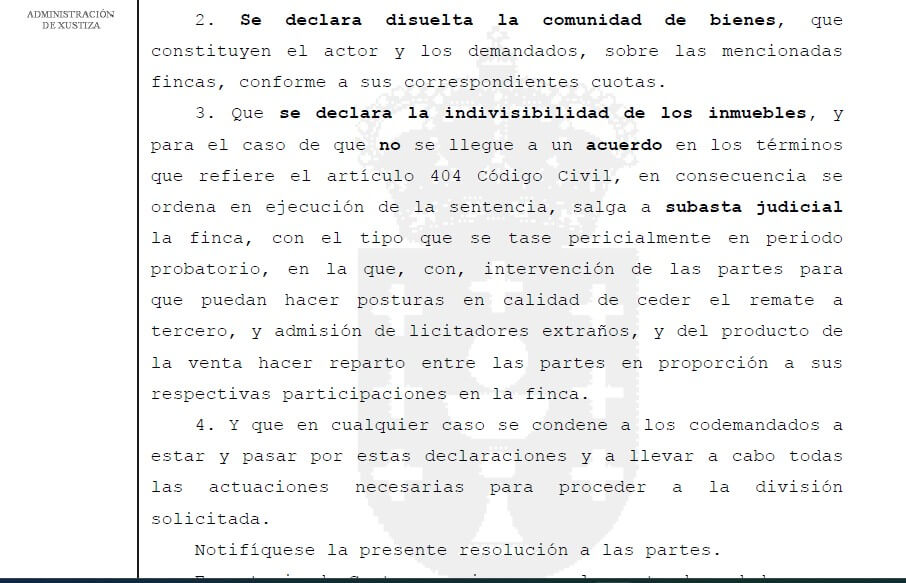 sentencia extincion de condominio