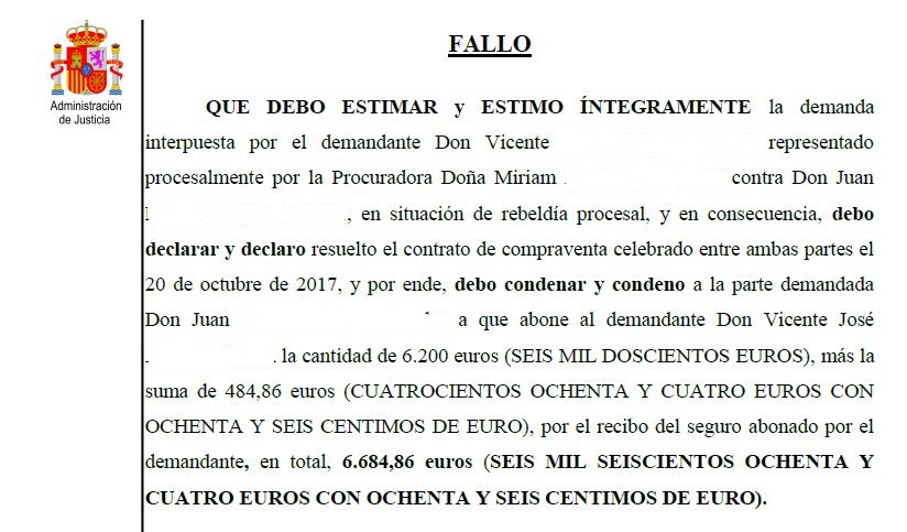 extracto sentencia vicios ocultos coche garon abogados